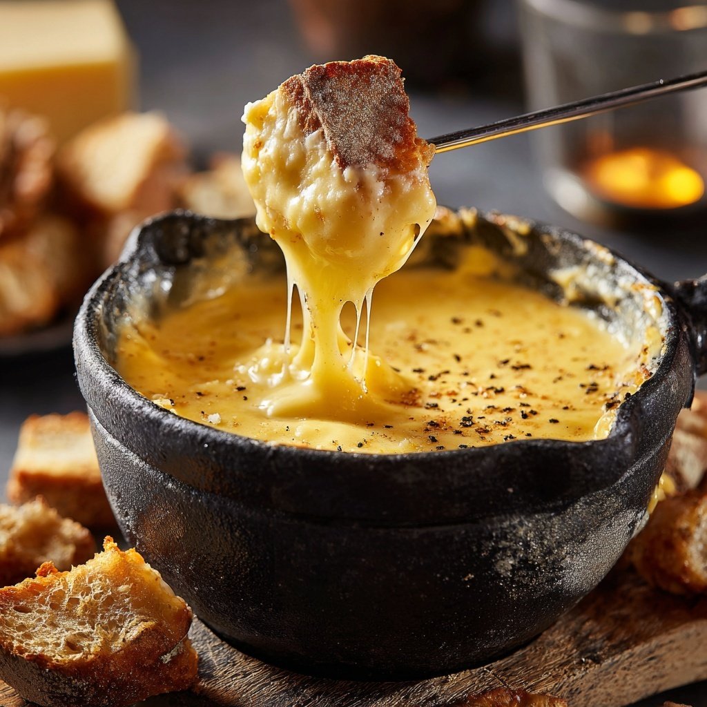 Fondue with Swiss Cheese and Garlic