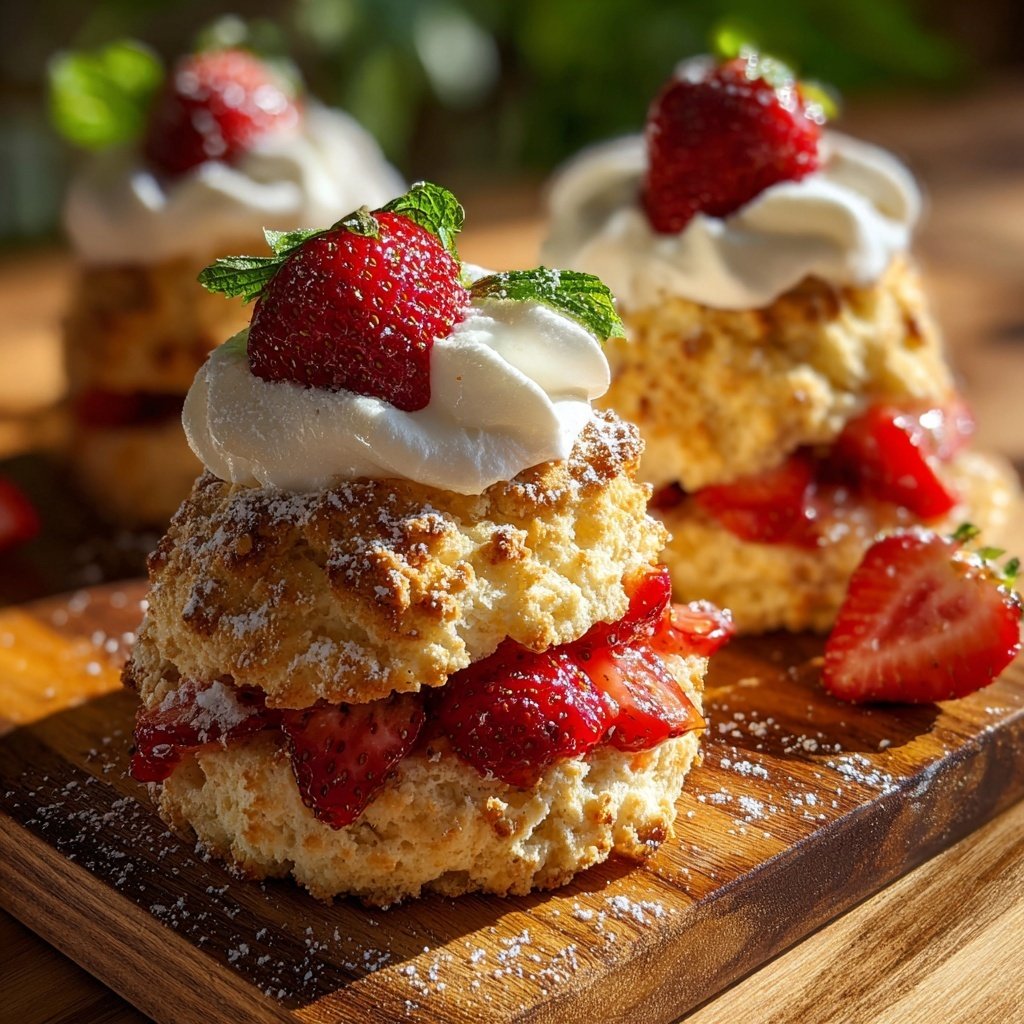 Fresh Strawberry Shortcake With Whipped Cream