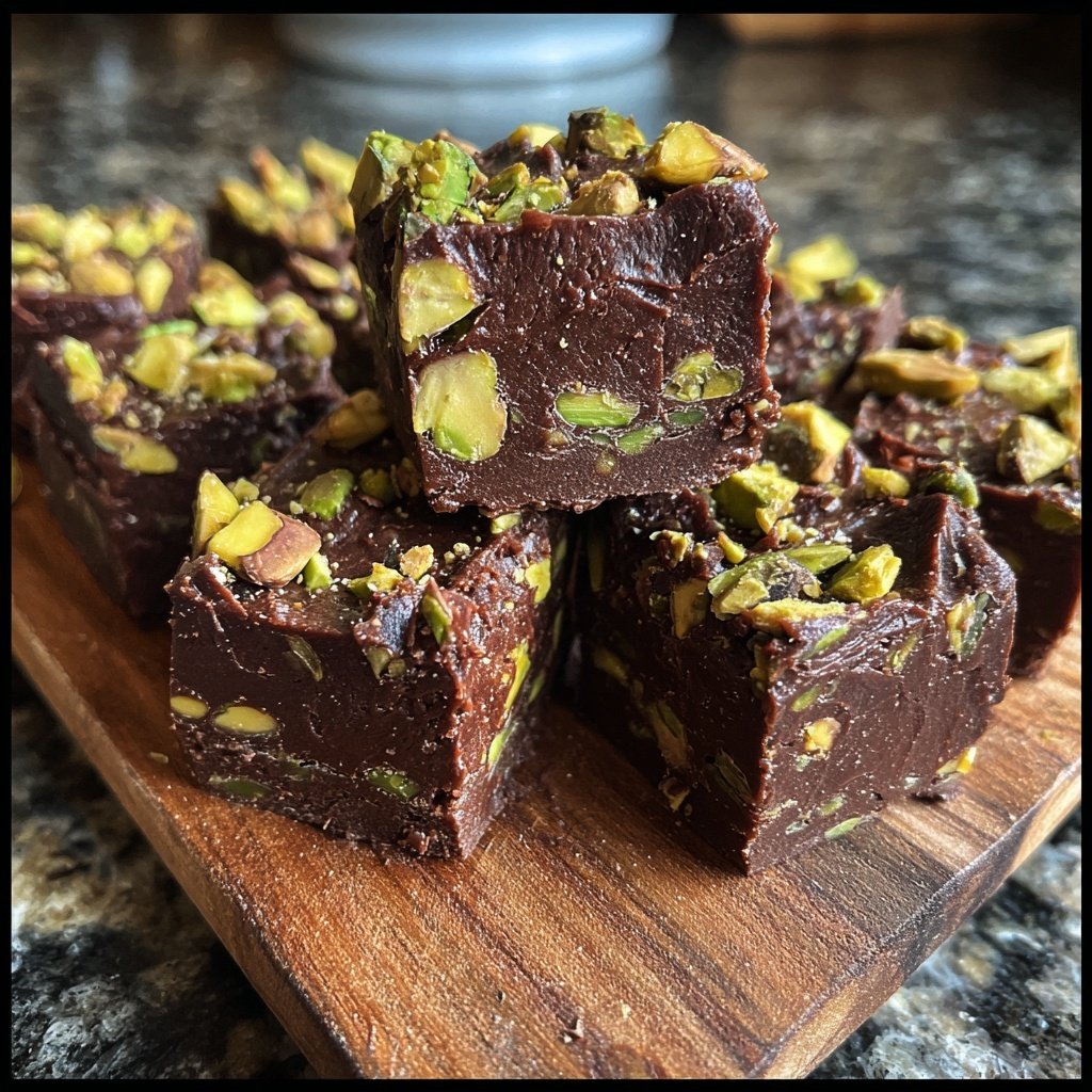 Chocolate Pistachio Fudge Bites