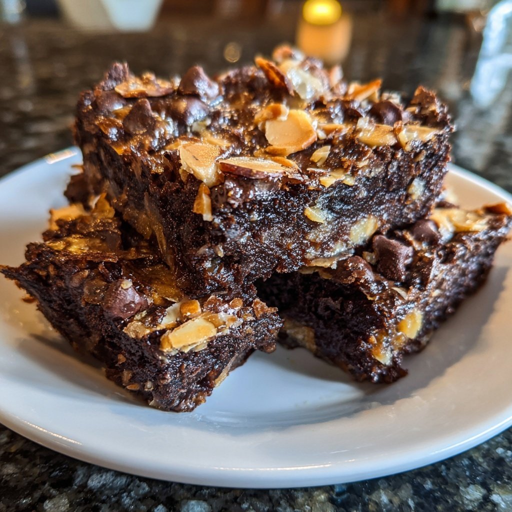 Cottage Cheese Brownies with Toasted Almonds