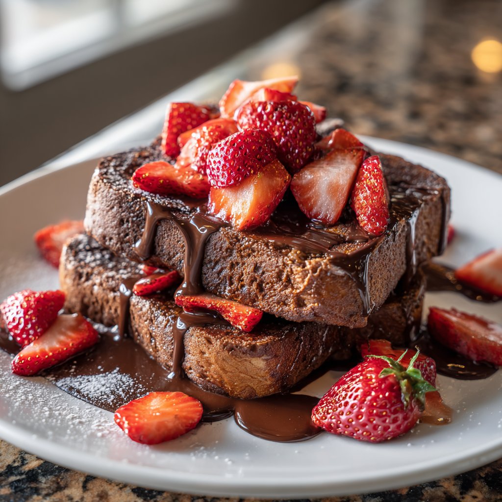 Valentines Breakfast Chocolate French Toast