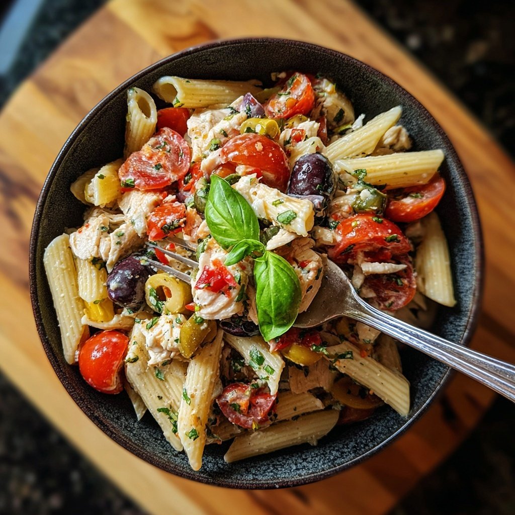 Mediterranean Chicken Pasta Salad