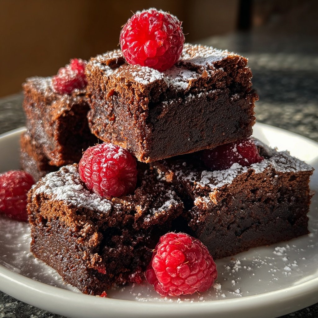 Cottage Cheese Brownies with Raspberries