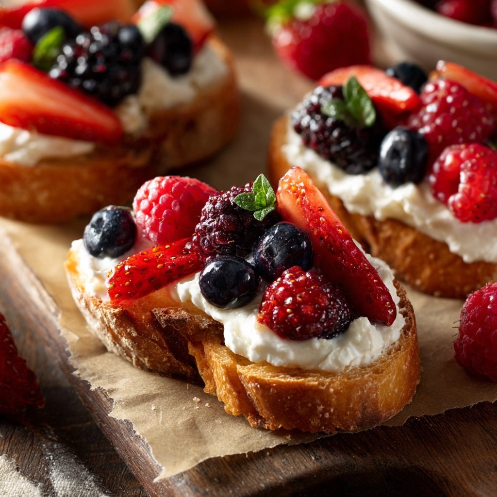 Crostini with Whipped Feta and Berries