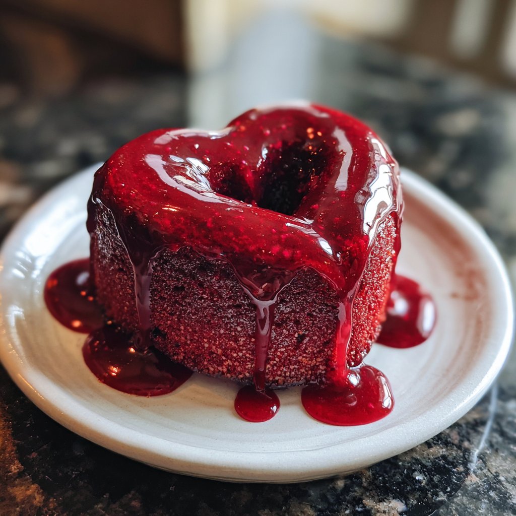 Mini Heart Cake with Berry Glaze