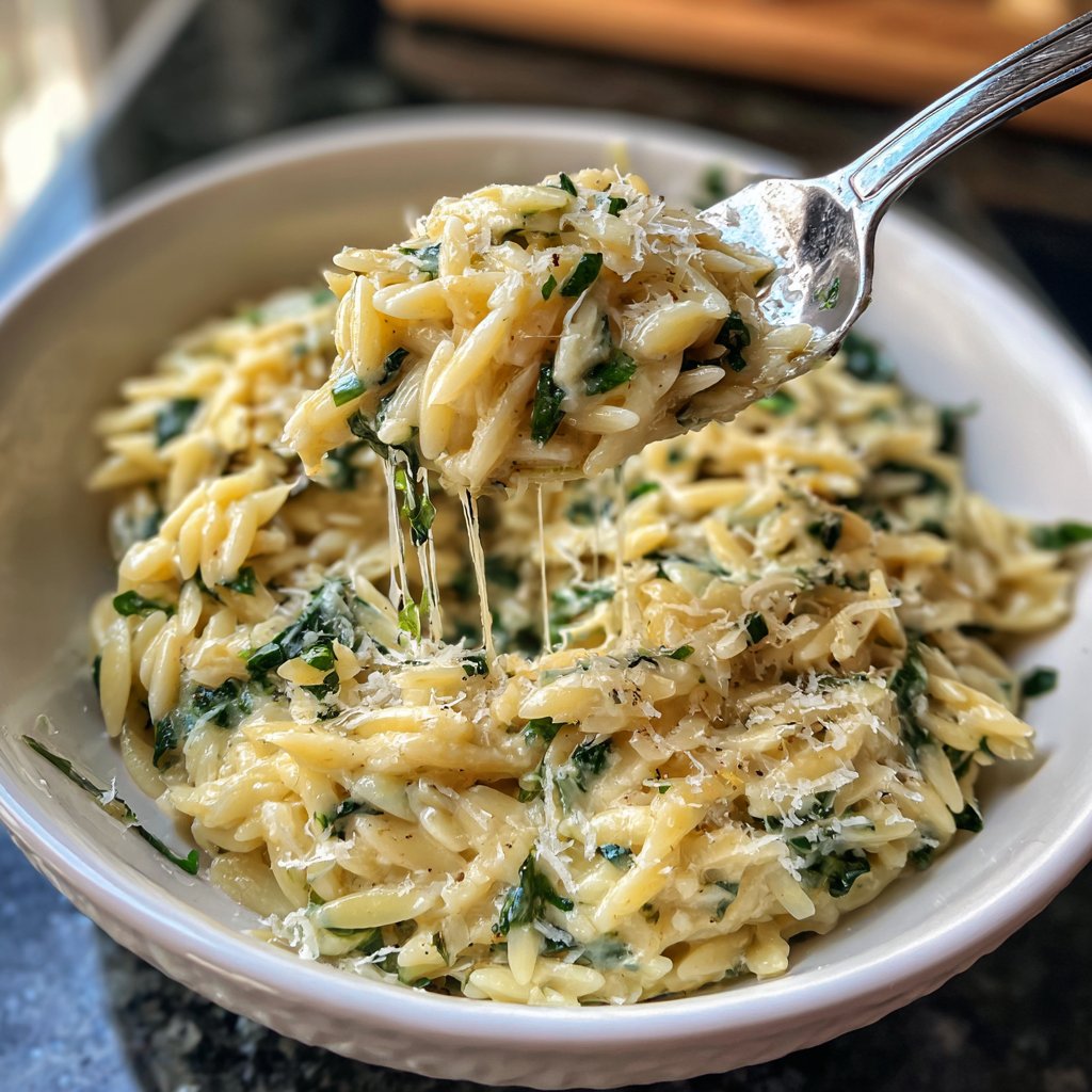 Creamy Spinach Parmesan Orzo