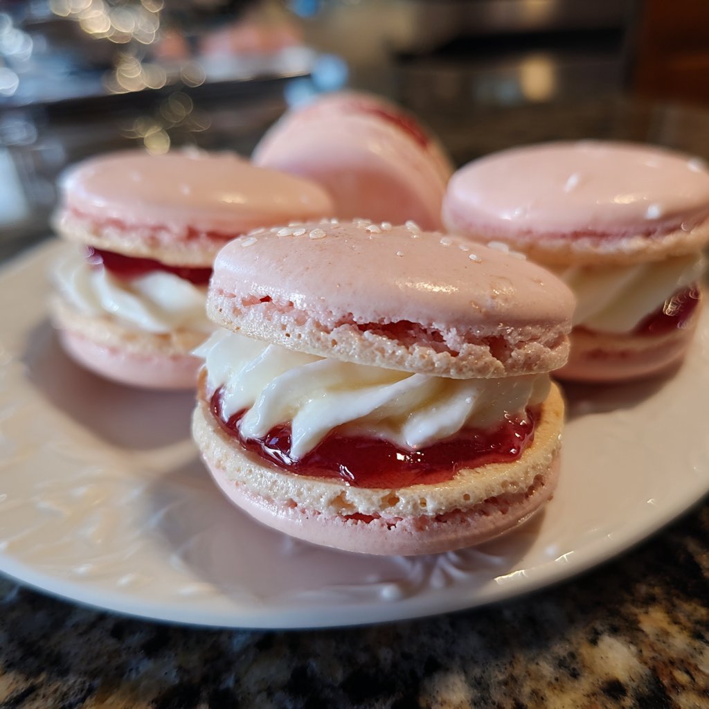 Strawberry Rose Macarons