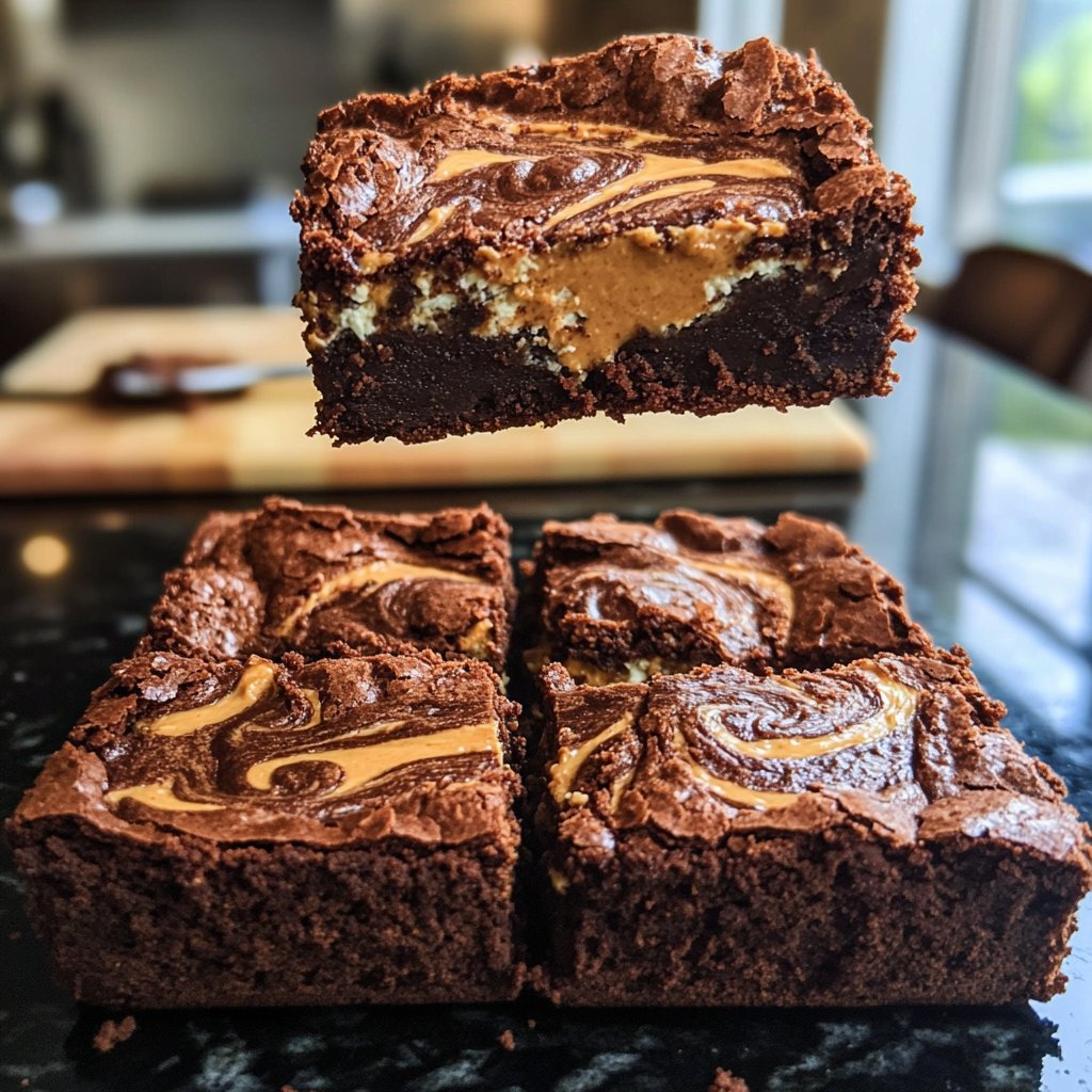 Cottage Cheese Brownies with Peanut Butter Swirl