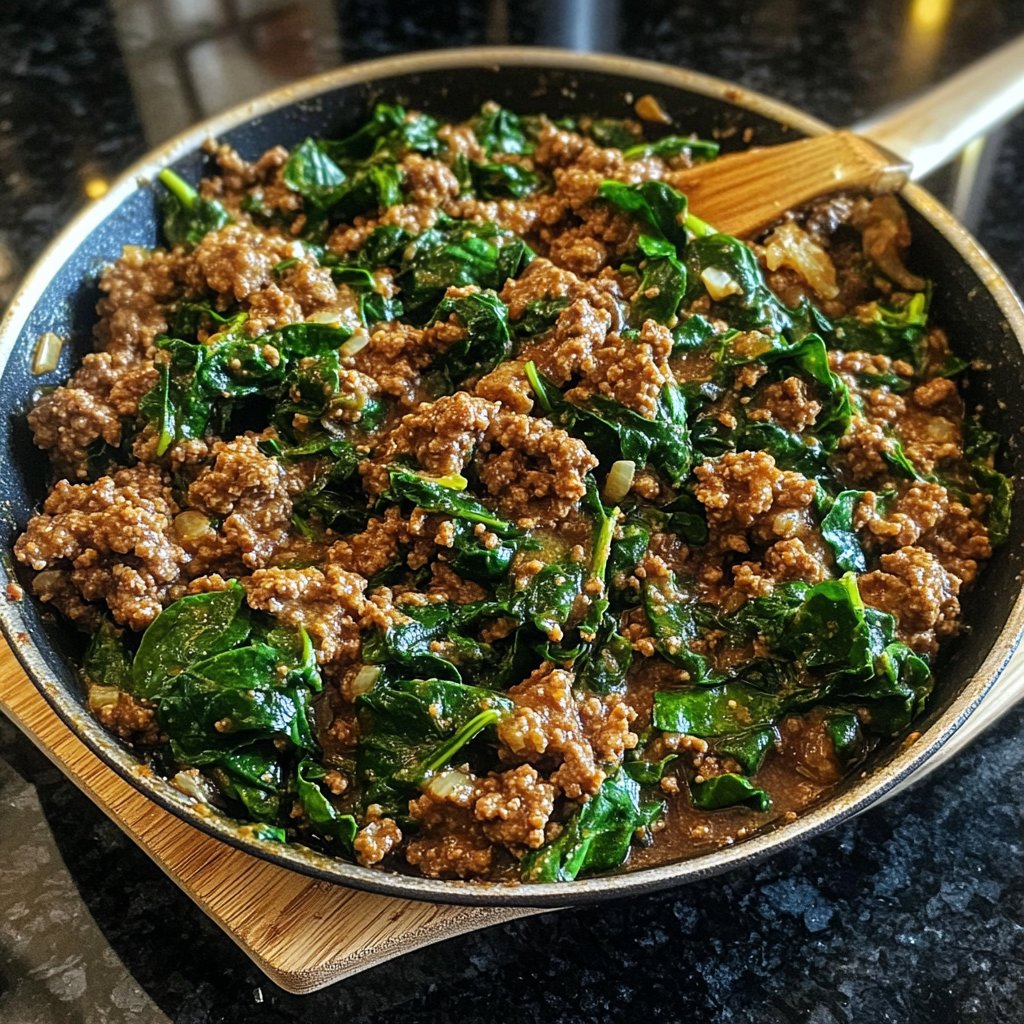 Ground Beef Skillet with Spinach