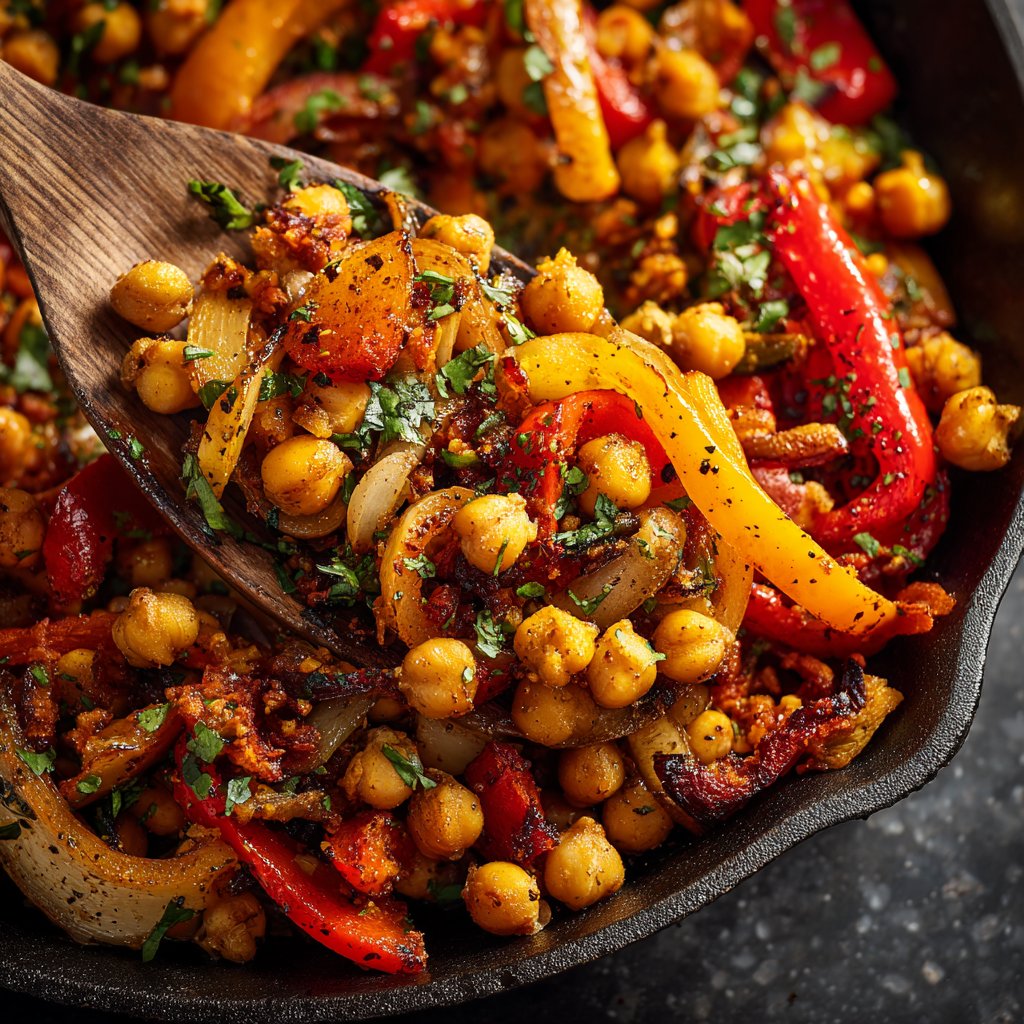 Roasted Veggie Chickpea Skillet